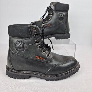 ICON Standard Black Leather Motorcycle Boots Size 8